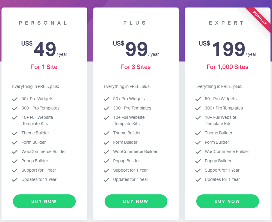 elementor pro pricing