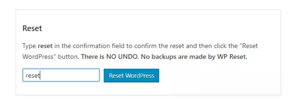 wp reset resetting wordpress