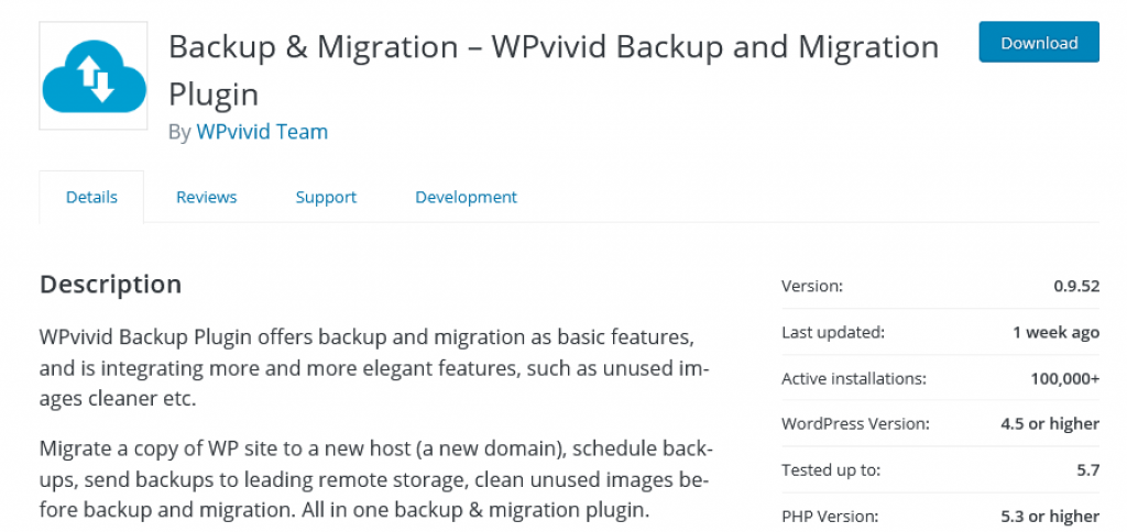 wpvivid backup and migration plugin 1