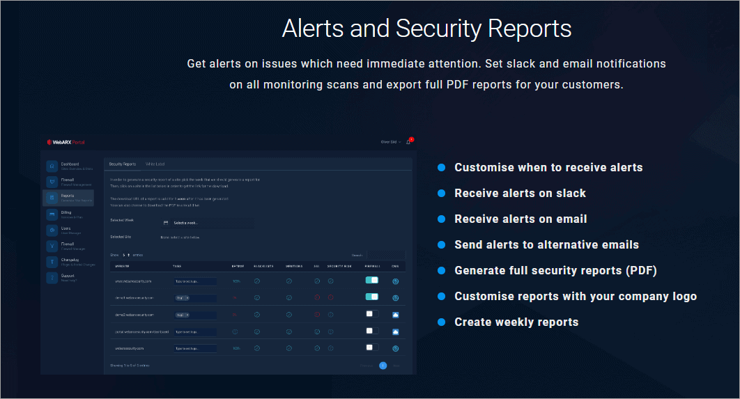 webarx features alerts