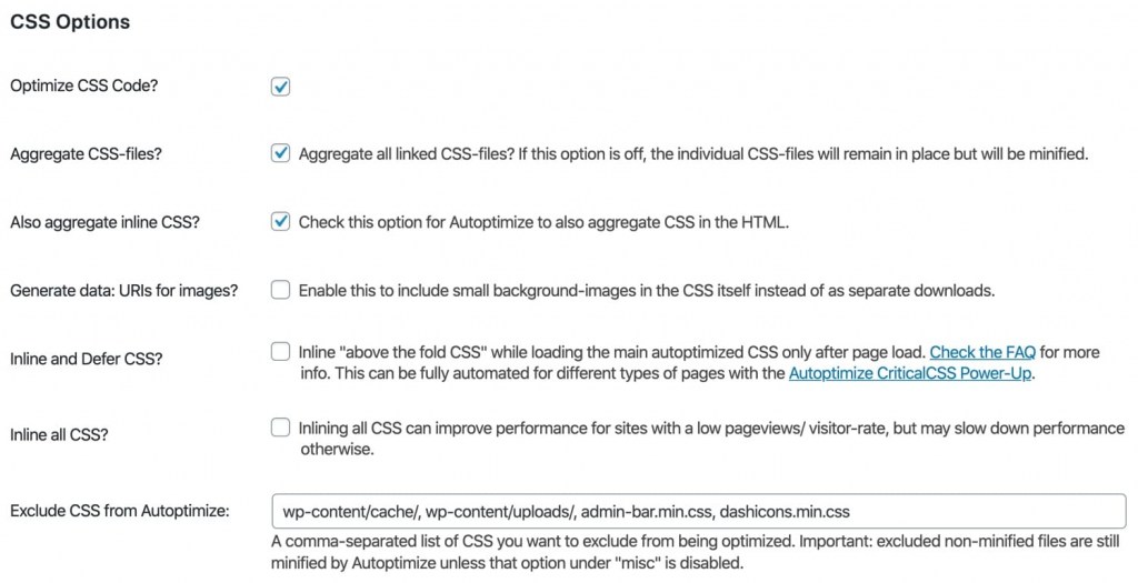 Autoptimize CSS Option