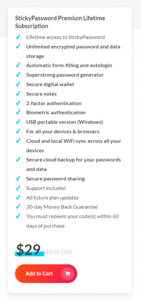 stickypassword pricing