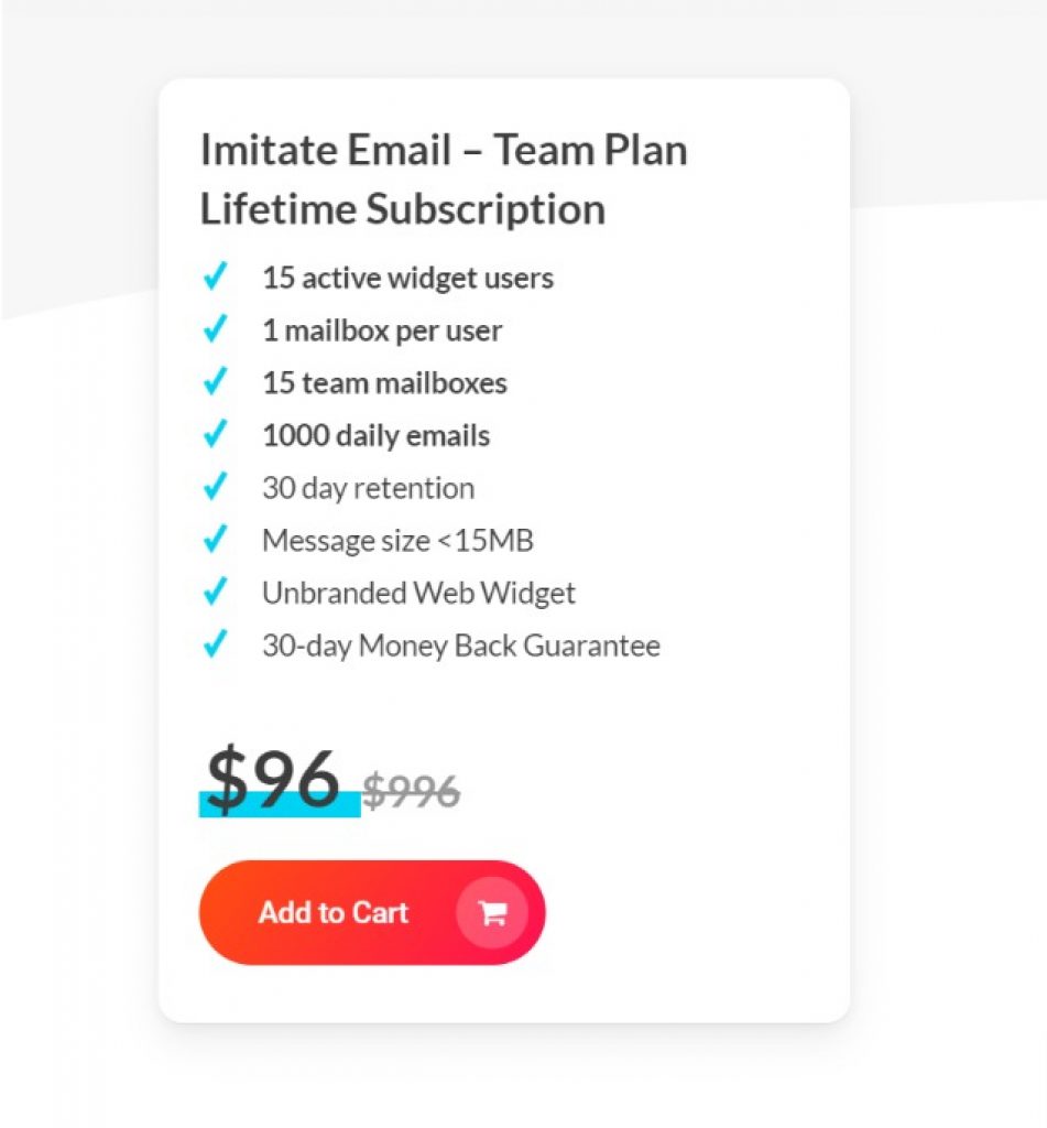 imitate email team plan lifetime subscription 96 dealify exclusive deal