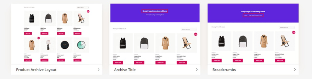 shop or archive page widgets 