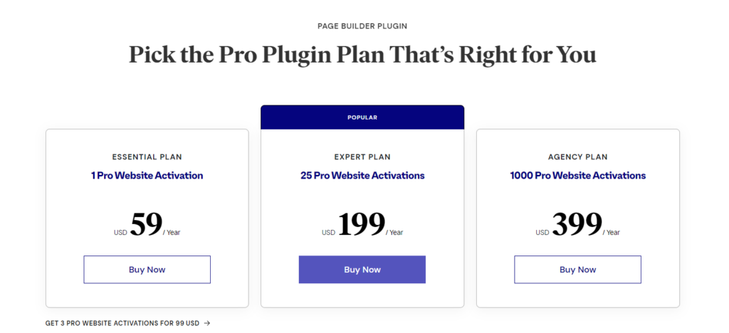 elementor page builder pricing