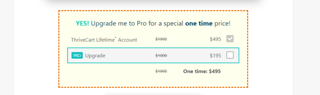 thrivecart one time pricing