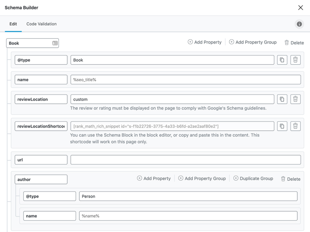 custom schema builder