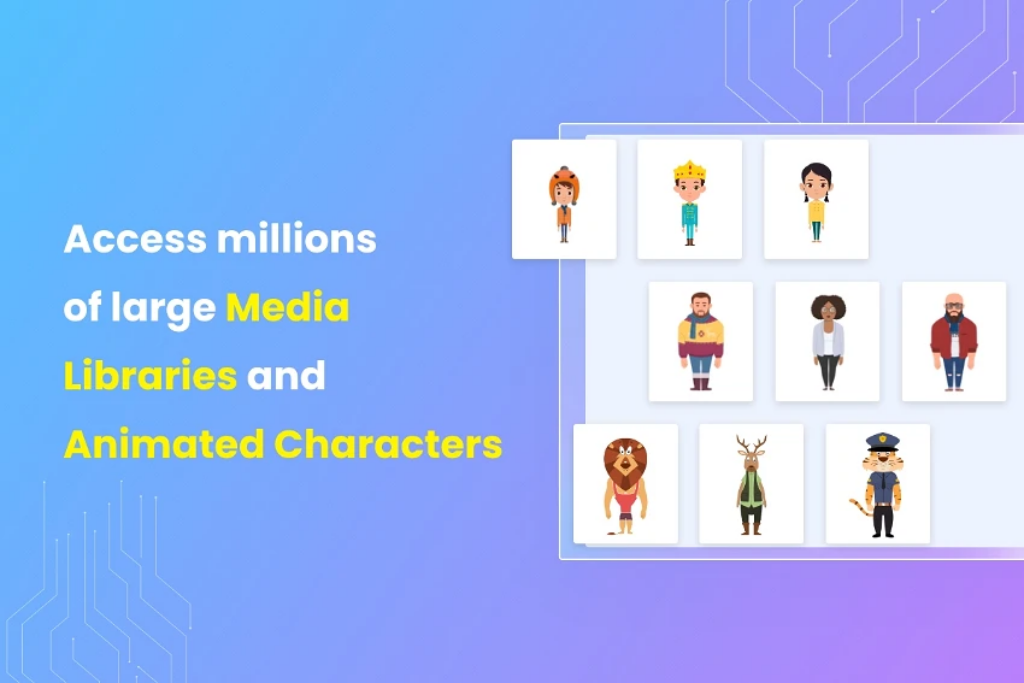 media libraries and animated characters