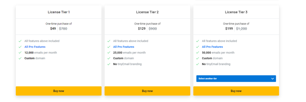 tinyemail pricing