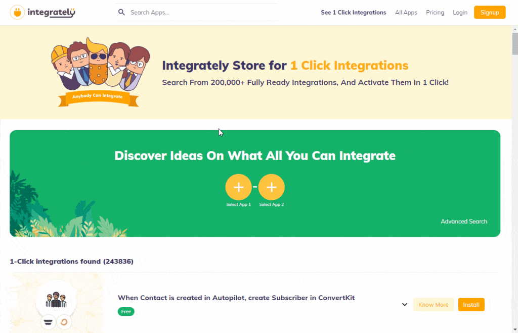 1 click integration