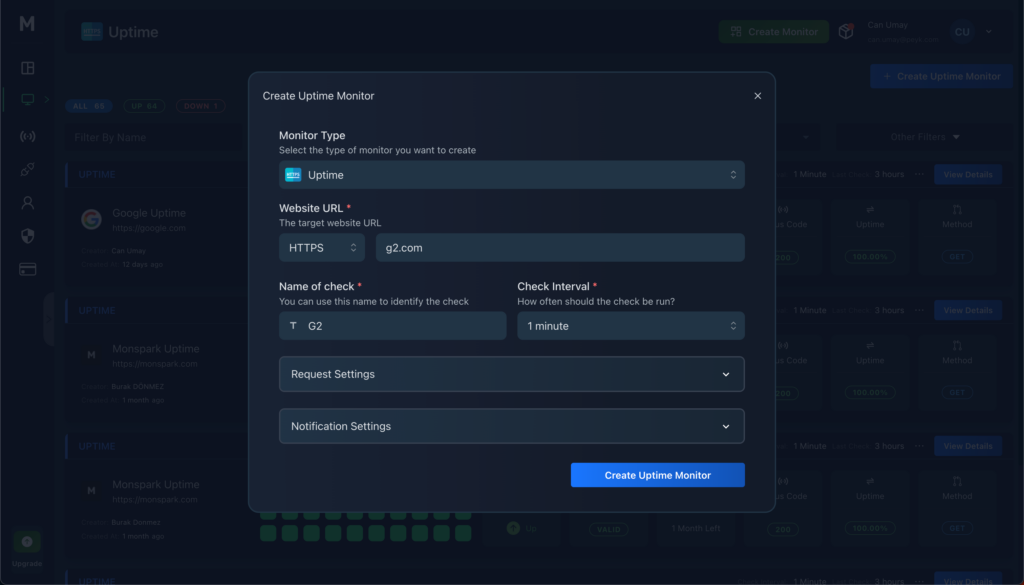 creating uptime monitoring