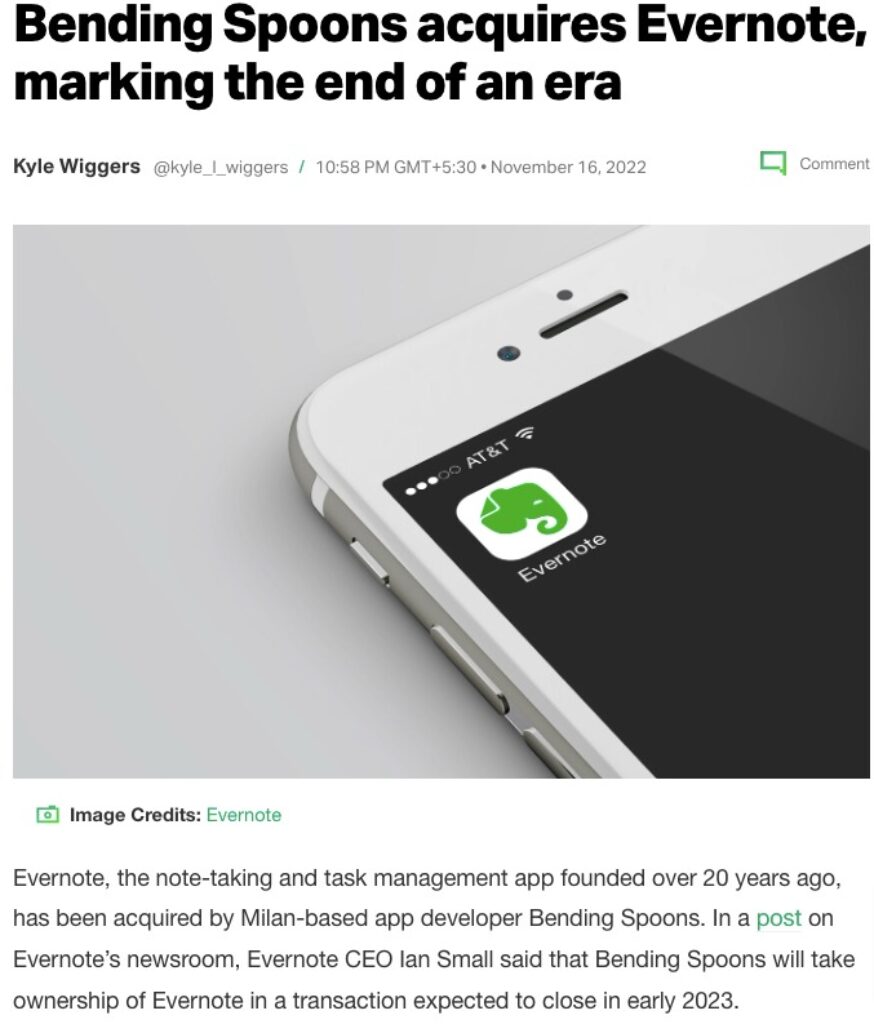 bending spoons acquires evernote marking the end of an era techcrunch