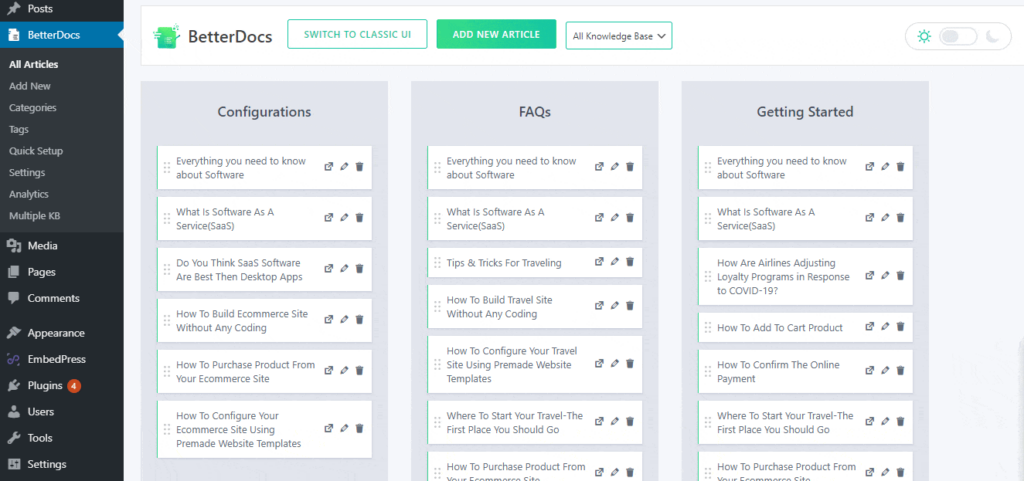 manage multiple knowledge bases