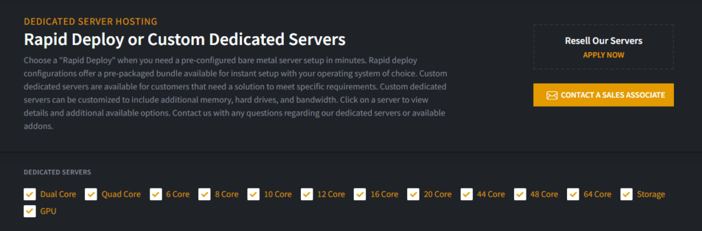 rapid deploy or custom dedicated servers
