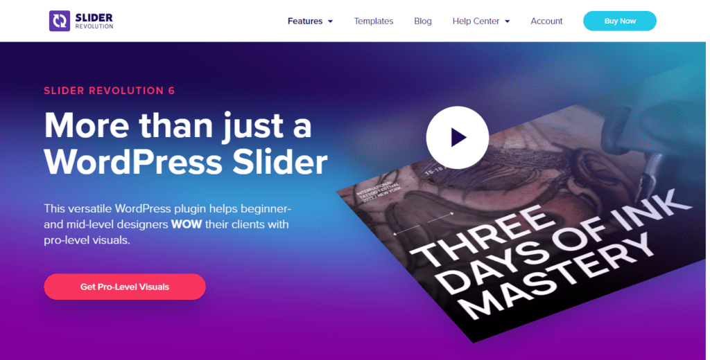 home page of slider revolution